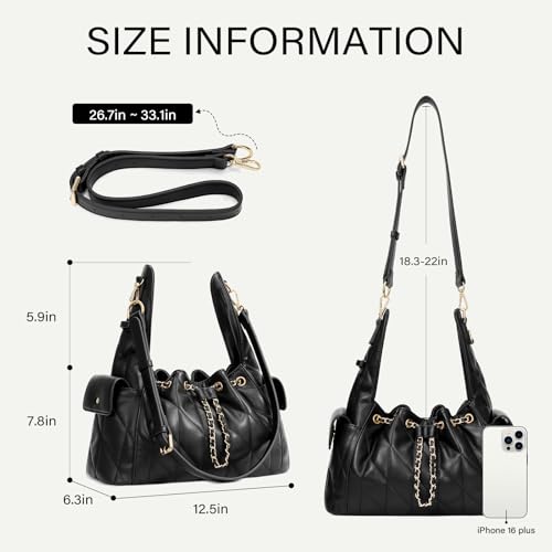 Bolso tote acolchado de cuero para mujer con correa ajustable miniatura 3