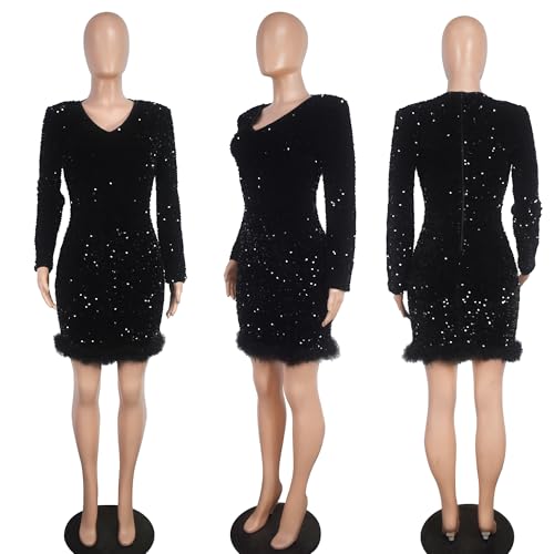 Image of Jigfar Women's Sexy Rhinestone Sheer Mesh See Through Bodycon Dress Birthday Party Club Night Outfits