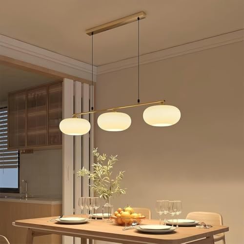 Image of RuiRfh Restaurant Pendant Light retro E27 kitchen island lamp persimmon shape glass lampshade creative dining table lighting adjustable gold medieval linear chandelier suitable living room bedroom caf