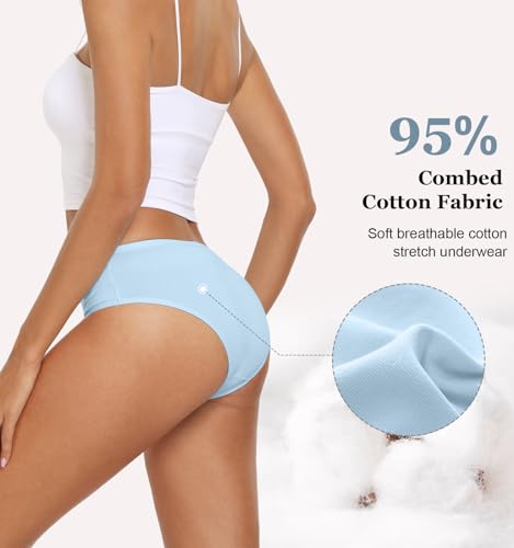 Coskefy Womens Underwear,6 Pack Soft Cotton Low Rise Breathable Solid Color Hipster Panties For Women thumb #2