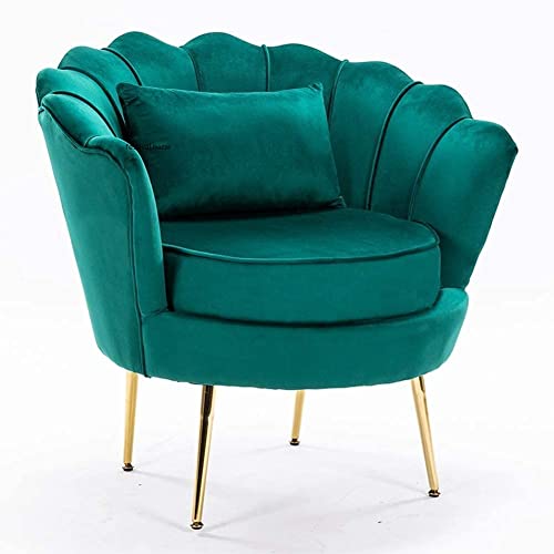 Image of Living Room Vintage Velvet Fabric Tub Armchairs with Metal Leg Armrests Lounge Comfortable Royal & Luxury (Dark Green, 1 Seater (Set of 2))