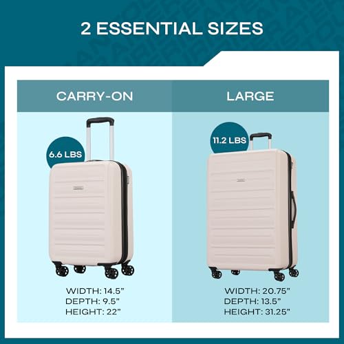 Image of American Tourister Westridge Hardshell Luggage Set - 2 Piece Set - 20 /28 inch Carry-On & Large Checked Luggage Set with Spinner Wheels - Expandable Hard Suitcases for Travel - Hard ABS Shell - Light Pink
