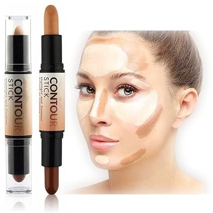 professional 2 in 1 MegaGlo Dual-Ended Creamy Contour Stick|matte highlighter|Face Brightens & Shades Pencil,Long Lasting & Smooth Gliding Face Illuminator Makeup,Light-medium concealer contour