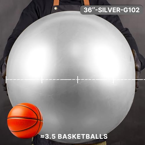 Image of PartyWoo Metallic Silver Balloons 4pcs 36 Inch Large Big Jumbo Giant Silver Chrome Balloons for Graduation Wedding Baby Shower Bachelorette Anniversary Birthday Party Decorations Silver-G102
