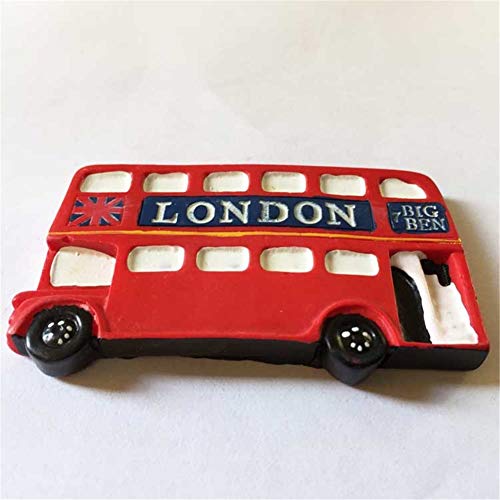 Imán de nevera autobús rojo Londres 3D resina artesanal miniatura 4