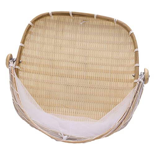 Cabilock 1Pc Handmade Woven Basket Oblong Outdoor Picnic Basket Kitchen Storage Craftsmanship for Fruits and Breads Design