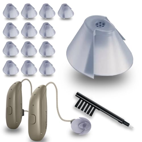 GN Resound Hearing aid Domes Sure Fit Tulip Domes Gray Split Ear Rub Piece Hearing Aid Standard Receiver Comfortable BTE Jabra Hearing Amplifier PSAP Kit Eartips Invisible (Grey 14pcs)