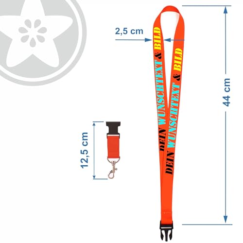 Kiwistar UG - Schlüsselband 25 mm - schwarz - bedruckt mit Ihrem eigenen Schriftzug und Foto - individuell personalisiert - Lanyards Geschenkartikel Wunschtext