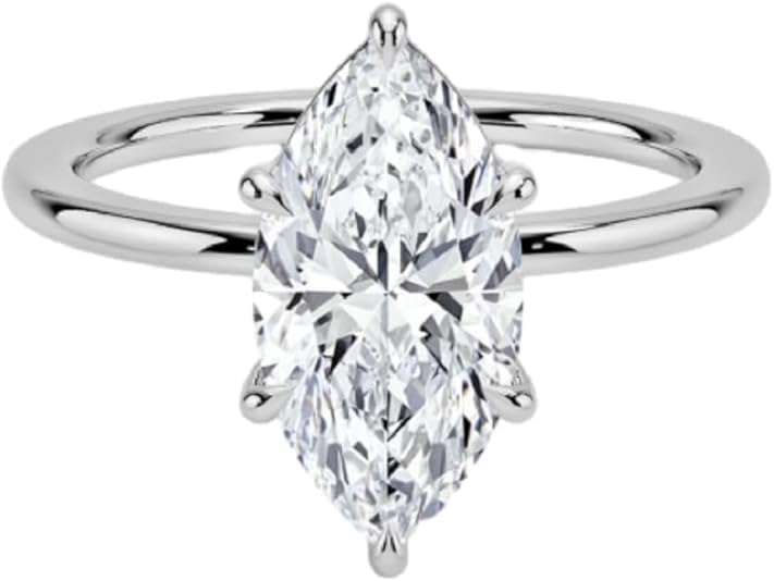 10K/14K/18K Solid Gold Marquise Cut Moissanite Engagement Ring 1-5 CT Solitaire Classic Wedding Ring for Women Birthday Gifts for Her