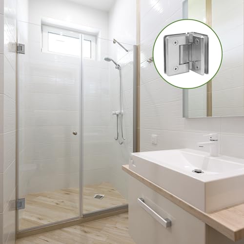 Amig - Zamak Duschscharnier fest | 88 x 54 mm | Modell B | Nickel matt | Geeignet für Duschabtrennungen aus Glas | 8-12 mm Dicke | Maximale Belastung pro Paar: 35 kg