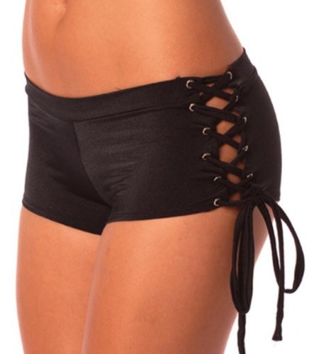 Body Language Fashions Side Corset Booty Short-11 (Medium/Large, Black)