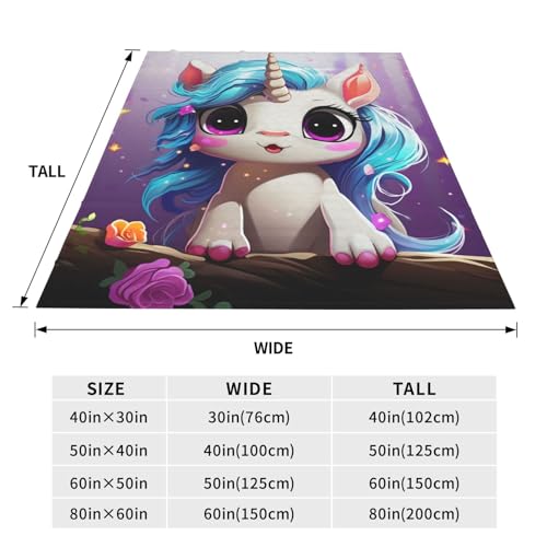 Couverture flanelle microfibre 152x127 cm plaid licorne lit et canapé