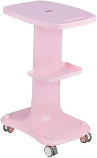 Trolley on Wheels Tool Small Bubbles Salon Cart Tray, Mobile Beauty Trolley, Universal Wheel Equipment Shelf with Brake, Load 100Kg, Pink,