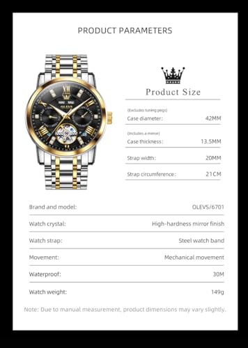 Image of OLEVS Mens Automatic Mechanical Watch Skeleton Tourbillon Luxury Dress Stainless Steel Wrist Watch