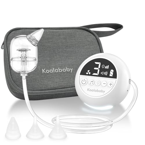 Koalababy Electric Nasal Aspirator for Baby – Hospital-Grade Nose Suction, 9 Suction Levels, Baby Nose Sucker, Nasal Cleaner, Night Light & Music, Soft Silicone Tips, Travel Bag