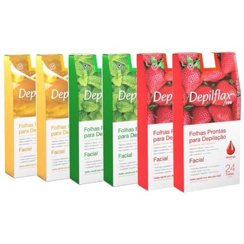 144 Folhas Prontas Depilação Facial Depilflax Morango Hortela Natural (144)