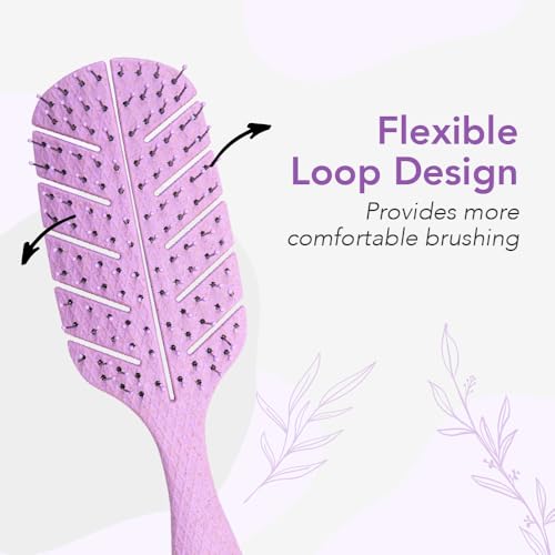 Jovica-Detangling-Hair-Brush-for-Women-Men-and-Children--Straight-Curly-Wet-and-Dry-Hair--Leaf-Shape-Purple