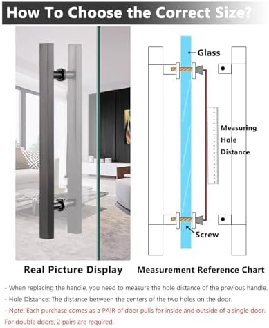 Modern Matte Black Sliding Door Handle - Square Push Pull Gate Bar for Shower & Kitchen - Durable Grab Handle for Commercial & Residential Use