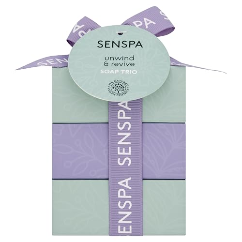 SenSpa Unwind & Revive Soap Trio 97% Natural Vegan Soap Gift Set for Her Detox & Purify + Relax & Calm Bars Luxurious Cleansing & Gifting Collection for Women