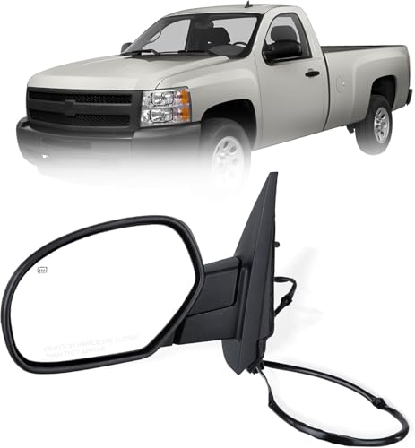 PZ Door Mirror New Front Left Driver Side View GM1320325 25831053 Compatible For 2007-2014 Silverado Suburban Tahoe/Sierra 1500 2500 3500 Yukon XL Power Heated