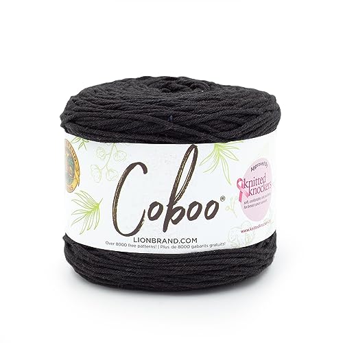 Image of Lion Brand Yarn, Coboo Cotton Blend Crochet Yarn, Coal, Black, 1 Pack
