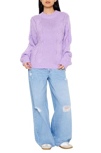 Forever 21 Women's Ribbed-Trim Cable Knit Sweater2