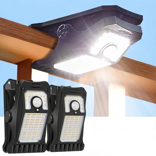 Image of Solar Motion Sensor Lights Outdoor, Clip on Solar Lights Outdoor Waterproof, High Bright Solar Powered Security Lights for Outside Fence Chain Link Camping (2, 118 LED)