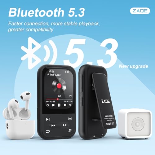 Image of 128GB Clip MP3 Player with Bluetooth 5.3, Music Player with FM Radio & Voice Recorder, E-Book, Portable Music Player Running & Workout, Supports up to 512GB, Earphones Included