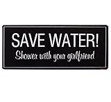 nostalgie schilder auto Muster: Gedruckt AS4HOME Vintage Blechschild - Save Water Shower with Your Girlfriend! - Schild im Antik Look - Metallschild Wegweiser für den Innenbereich - Nostalgieschild