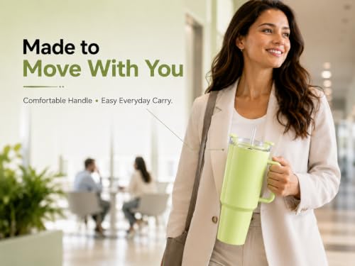 Image of 1800ML Large Plastic Tumbler with Handle & Straw | BPA-Free Reusable Water Bottle with Flip Lid | Leakproof Travel Mug for Gym, Office, College, Car, Outdoor & Daily Hydration Needs. (Mint Green)