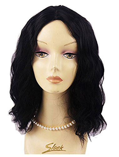 Tsnomore Shoulder Length Curly Women Wig Short Bobs Wavy Wigs Loose wave Wigs Natural black Color Short Wigs for Women