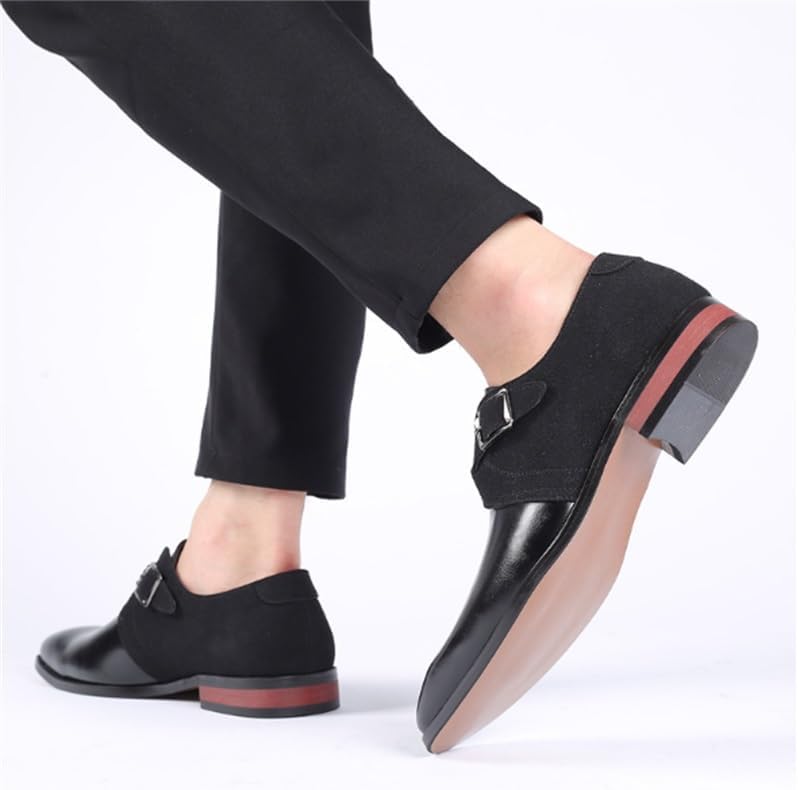 Men's Leather Shoes Business Commuting Shoes Casual Round Toe Rubber SoleNon-Slip Soft Comfortable Glossy Lightweight Oxford Dress Shoes