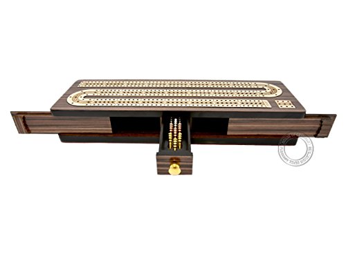 House Of Cribbage 21-12-SL-RW-3T-120 Continuous Cribbage Board/Box Inlaid In Rosewood/Maple 12 Inch thumb #1