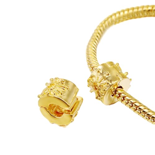 RUBYCA 40pcs Gold Color Clip Lock Stopper Clasp Beads DIY fit European Charm Bracelet Model 085