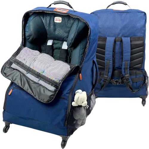 Image of MUMINOON Car seat Travel Bag with Wheels and Backpack - Padded car seat Travel Bag - Durable car seat Carrier for Airport - Car seat Travel Bag with Extra Storage - Rolling car seat Travel Bag
