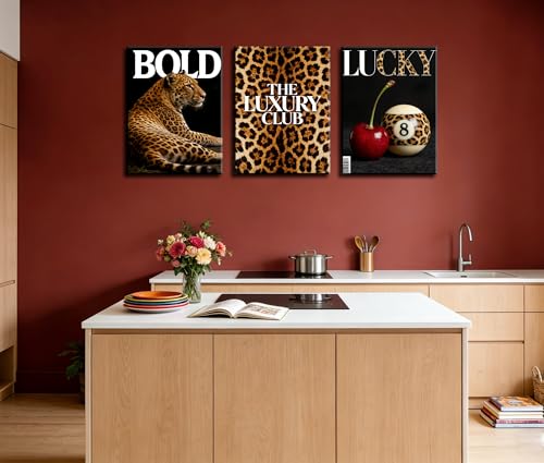 Image of Frimeeme Framed Trendy Leopard Canvas Wall Art, 12x16 inch, Set of 3