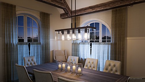 Urban Ambiance Luxury Modern Farmhouse Chandelier, Large Size: 15.75" H X 36.75" W, With Industrial Chic Style Elements, Olde Bronze Finish And Clear Shade, Uhp2440 From The Bristol Collection #TOP1