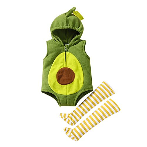 ZHSKEUUN Newborn Baby Boys Girls Halloween Avocado/Pumpkin/Dinosaur Costumes Halloween Cosplay (Baby Avocado Costume, 0-6 Months)