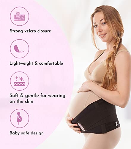 GABRIALLA Pregnancy Belly Band - Strong Support, 8\" Wide, Made In USA, Black (2XL) - Thumbnail 3