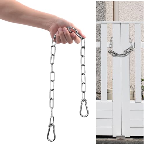 Gate Chain Lock with Carabiners Barn Chain Link 20'' Gate Latches for Outdoor Fences Dog Cage Lock Backyard Chain Lock Stall Supplies