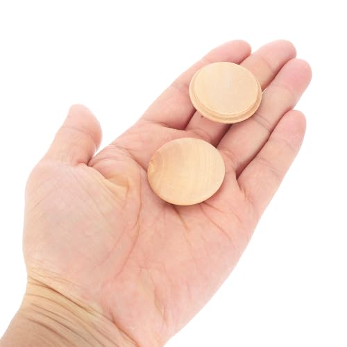 Image of uxcell 80Pcs Wood Button Plugs, 30mm / 1.18 inch Hardwood Screw Hole Plug Mushroom Wooden Caps Buttons Wood Plug for Furniture Woodworking Craft Decor (35mm x 30mm)