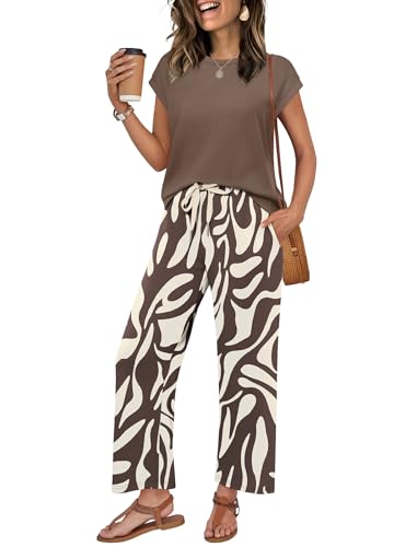Image of WIHOLL Two Piece Sets for Women Summer Spring Outfits Lounge Sets Beach Vacation Clothes Airport Travel Matching Clothing