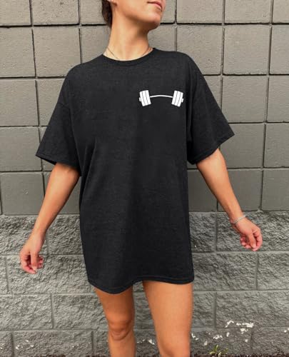 Funny Workout Shirts Women Oversized Gym Weightlifting Graphic Tshirt Everything Hurts and I'm Hungry Tee Tops4