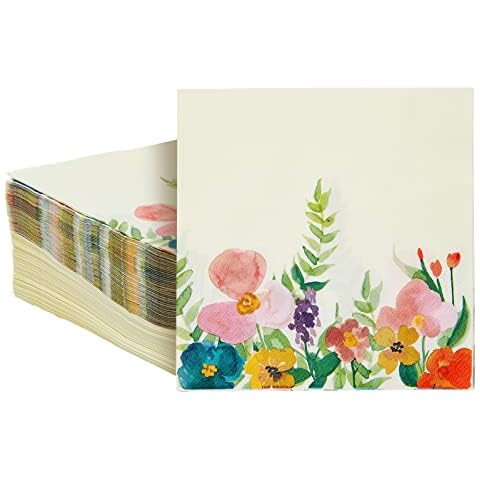 100 Pack Vintage Floral Paper Napkins Cover