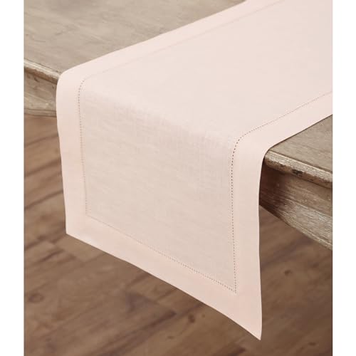 image for Solino Home Linen Pink Table Runner 90 Inches Long - 100% Pure Linen H