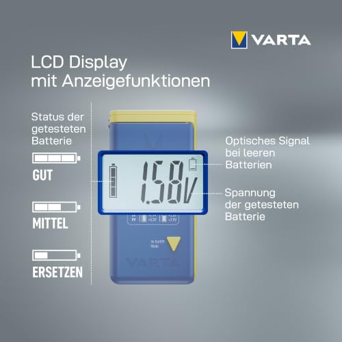 VARTA LCD Batterietester für AA/AAA/C/D/9V und Knopfzellen, mit 2x LR44 – Ansicht 5