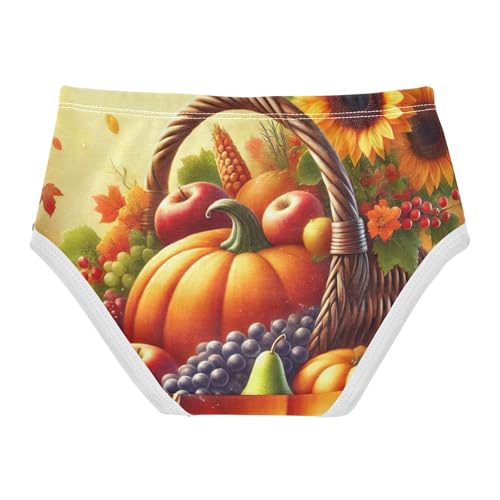Fall Harvest Pumpkin Fruits Panties Little Girl Toddler Girls Underwear Cotton Cartoon Briefs Girls Undies 2t2