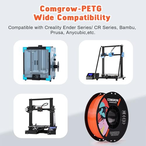 Image of Comgrow PETG 3D Printer Filament 1.75mm, High Precision and Tough 3D Printer Filament 1kg (2.2LBS), Dimensional Accuracy + /- 0.02 mm, Fit Most 3D Printers Orange