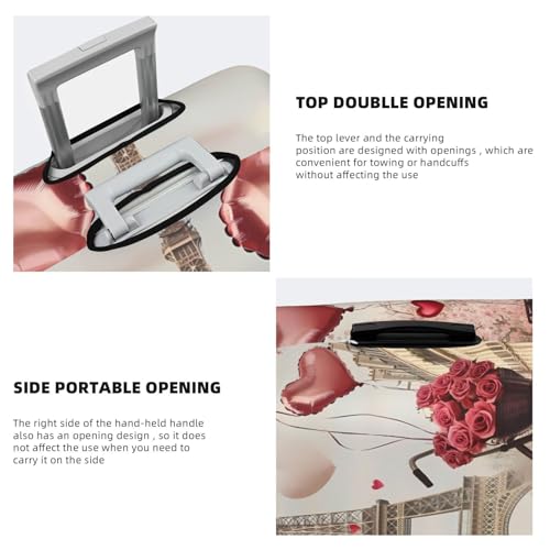 Love Paris Tower Coffee Elastic Travel Luggage Cover, Washable Spandex Suitcase Protector, Anti-Scratch Fits 18-32 Inch 5