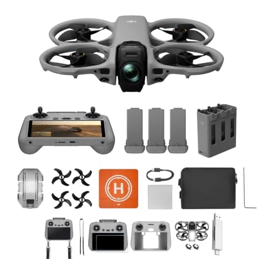 DJI Avata 360 Fly More Combo (RC 2) mit Zubehör, 360°-Drohne mit 1-Zoll-8K-Imaging für FPV- und Luftaufnahmen, 360°-Kameradrohne mit Propellerschutz, 3 Akkus (Mehrere Zubehörteile Bundle)